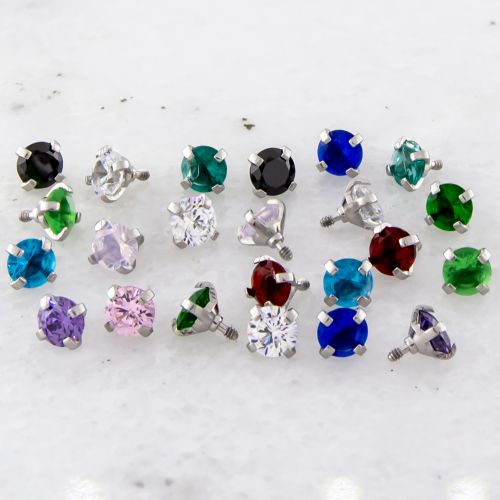 Steel Internally Threaded End - Assortment of Round Cut CZ 14G 