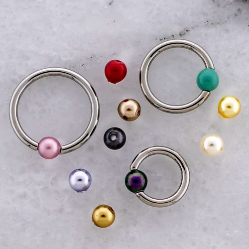 18G Steel Captive Ring w/ 3mm Pearl Captive Bead