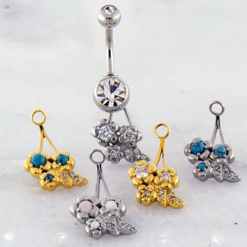 STEEL STONE FLOWER NAVEL HANGER