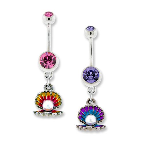 COLORFUL CLAM BELLY RING