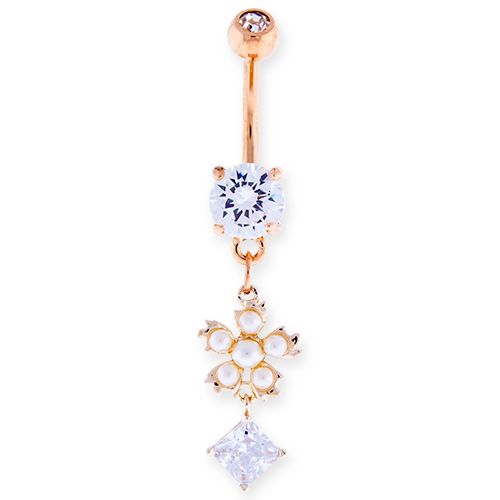 PEARL FLOWER BELLY RING