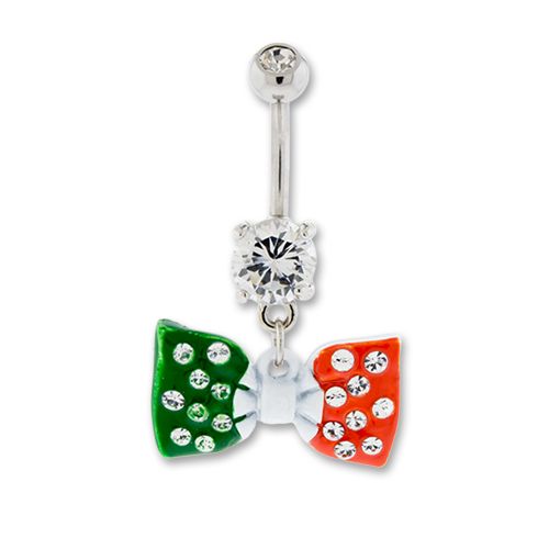 IRISH FLAG BOW BELLY RING