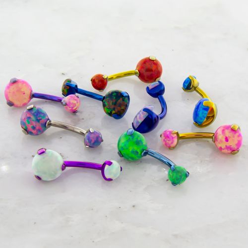 14G TITANIUM OPAL NAVEL RINGS