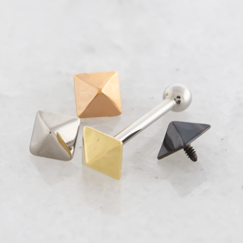 18G STEEL BARBELL W/ PYRAMID STUD 