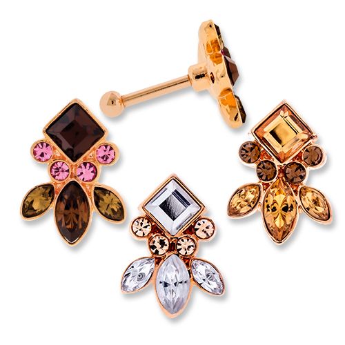 ROSE GOLD GEM CLUSTER EAR BARBELL