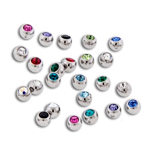 STEEL CAPTIVE BEADS W/ GEMS