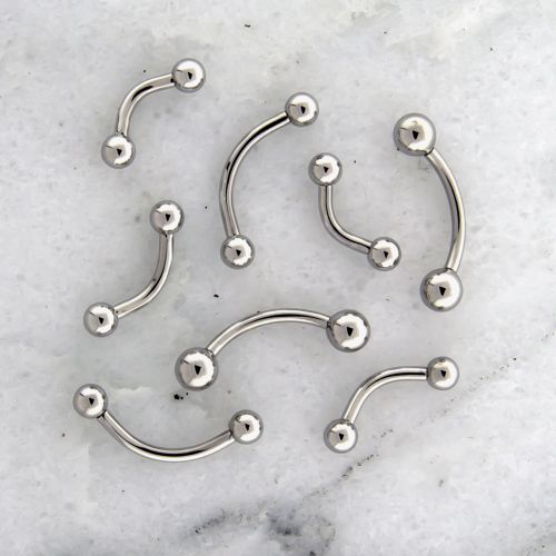 16G INTERNALLY THREADED STEEL CURVED BARBELLS