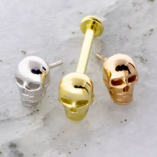 18Kt Gold Helix Labret with Skull End