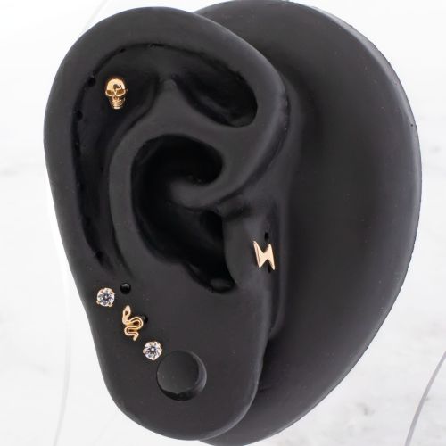 18KT Gold Threadless- Bowie Ear Curation