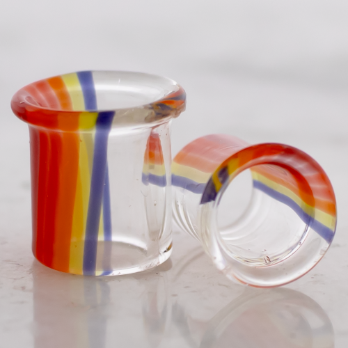 Pair Colorado Sunset glass single flare tunnels