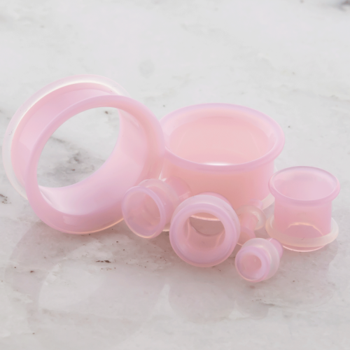 Pair PINK SLYME GLASS SINGLE FLARE TUNNEL