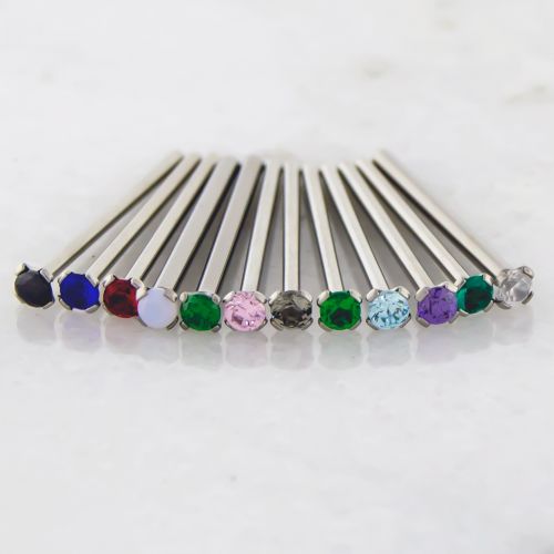 16G-20G TITANIUM PRONG GEM NOSE PINS