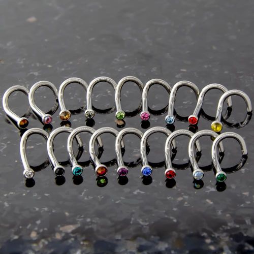 Steel Nose Screws With Bezel Set Gems