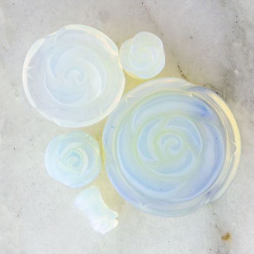 ROSE CARVED OPALITE STONE PLUGS