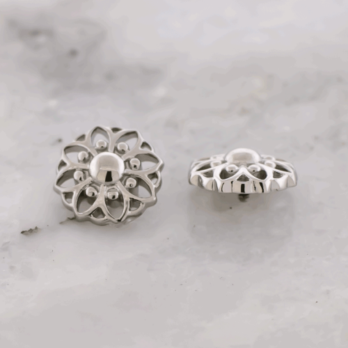 Titanium Internally Threaded End - Beaded Mandala End 18G-14G