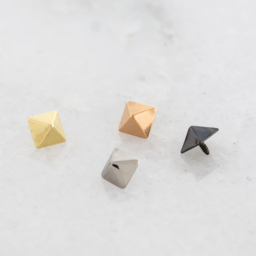 Titanium Internally Threaded End - PVD Coated Pyramid Studs 14G