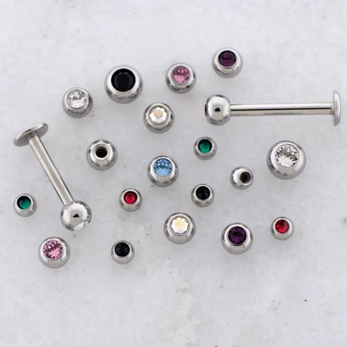 16G External Labret w/ Bezel Set Premium Crystal Ball