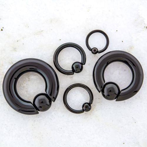 BLACK PVD COATED CAPTIVE BEAD RINGS