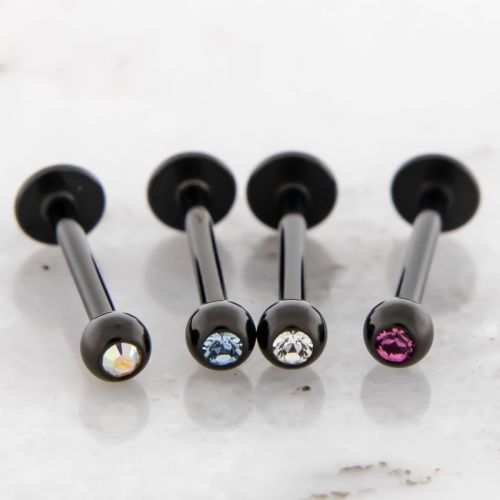 16G BLACK LABRETS WITH GEMS