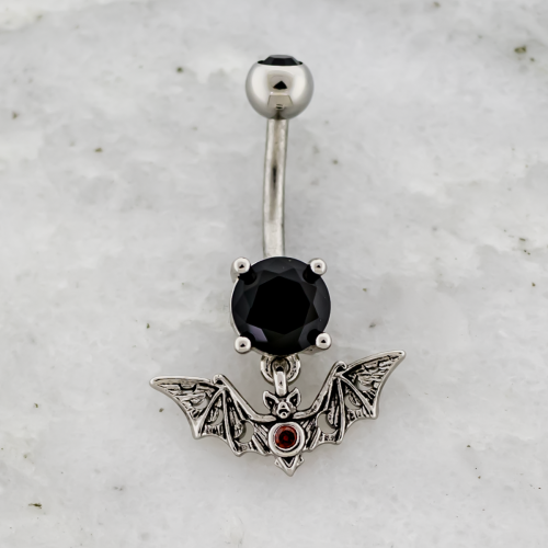 14G Navel Barbell w/ Moon Phase Bat