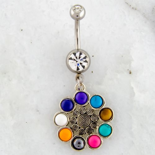 Sun Swirl Chakra Stone Belly Ring