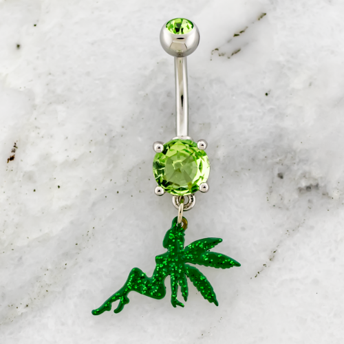 14G Navel Barbell w/ Pot Leaf Fairy