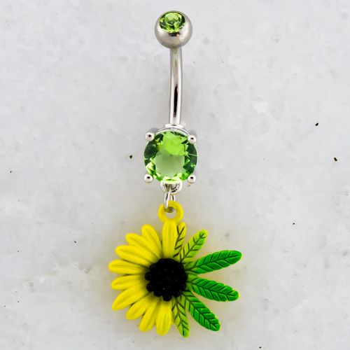  POT LEAF SUNFLOWER NAVEL RING