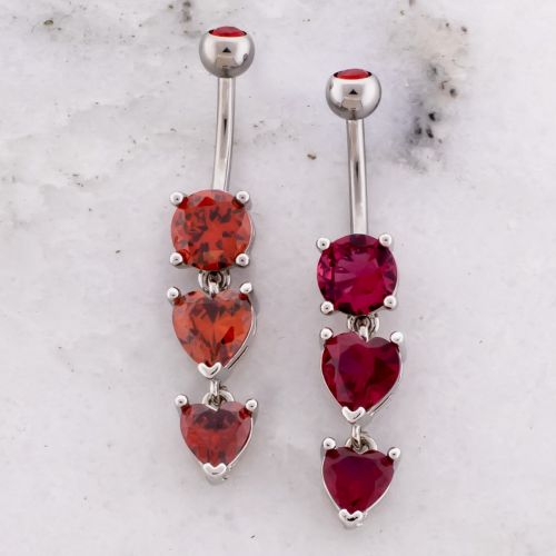 Heart Gem Dangle Navel Ring