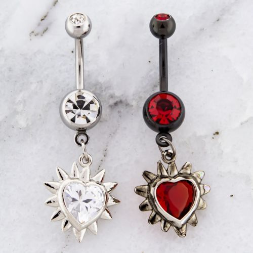 SPIKE HEART NAVEL RING