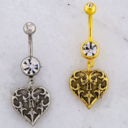 FILIGREE HEART LOCKET NAVEL RING