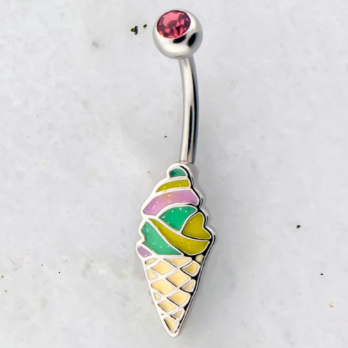 GLITTER ICE CREAM CONE NAVEL RING