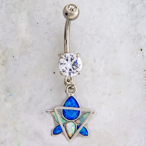 OPAL LOTUS NAVEL RING