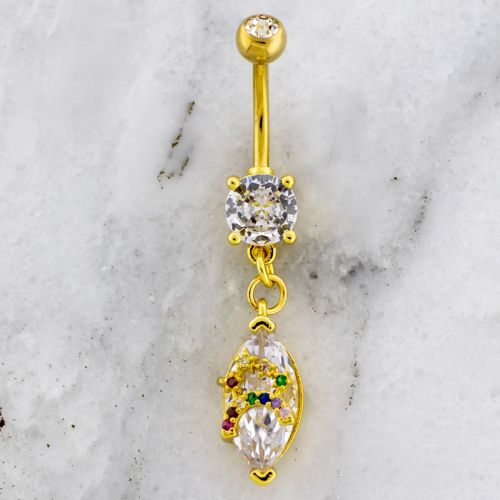 Navel Barbell w/ Decorated Teardrop Gem