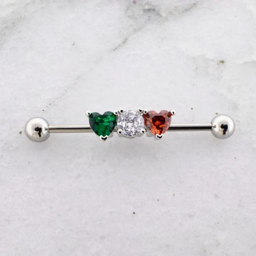 Multi Colored Gem Industrial Barbell