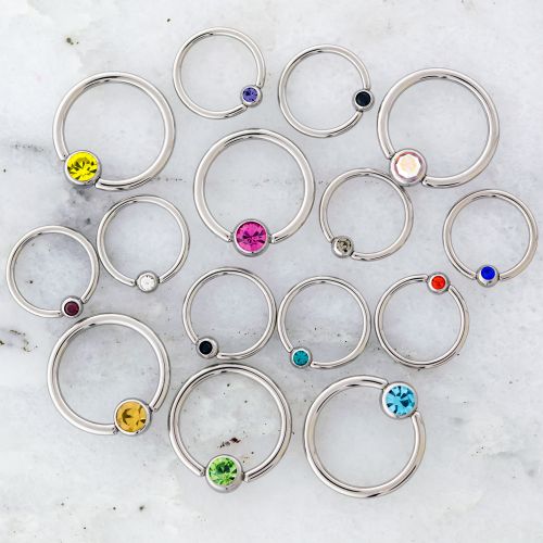 STEEL GEM CAPTIVE BEAD RINGS