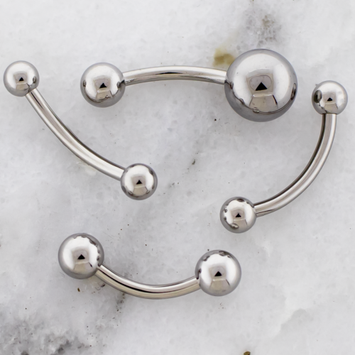 14G STEEL EXTERNALLY THREADED CURVED BARBELLS