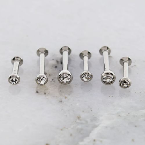 TITANIUM MICRO BACK LABRET WITH PREMIUM CRYSTAL 