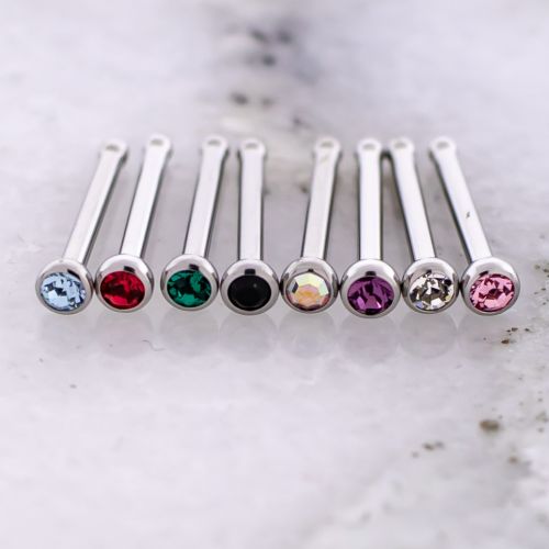 Steel Bezel Set Nose Bone with Premium Crystals