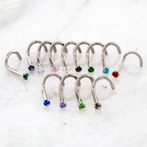 Steel Prong Set Gem Nose Screws