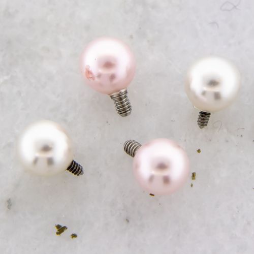 Steel Internally Threaded End - Pearl Ball 14G