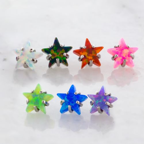 Titanium Internally Threaded End - Star Cut Opal 18G-16G