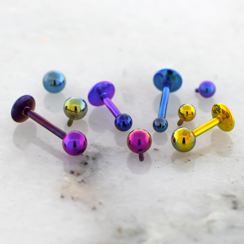 16G/ 18G Titanium Internally Threaded Labret w/ Plain Ball Ends