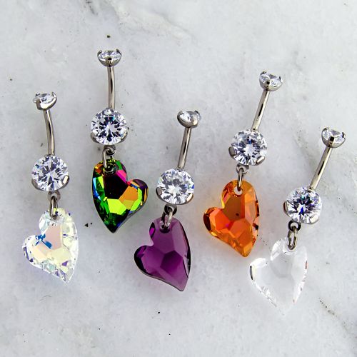 14G TITANIUM HEART BELLY RING