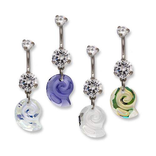 14G TITANIUM PREMIUM ZIRCONIA SEA SNAIL NAVEL RING