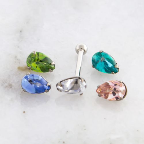 18G/16G TITANIUM LIQUID PEAR CUT GEM BARBELL