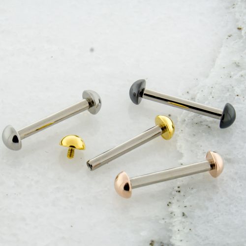 16G INTERNALLY THREADED TITANIUM BARBELL W/ PVD COATED DOMES 