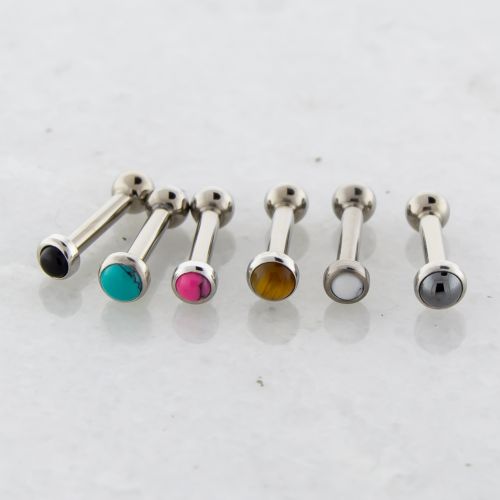 18G TITANIUM BARBELL W/ CABOCHON DISC 