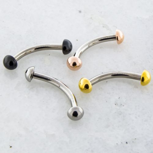 14G INTERNALLY THREADED TITANIUM CURVE W/ PVD COATED DOMES