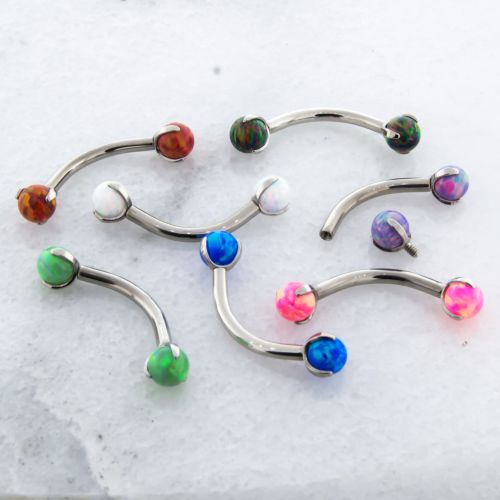 14G TITANIUM CURVE W/ CLAW OPAL