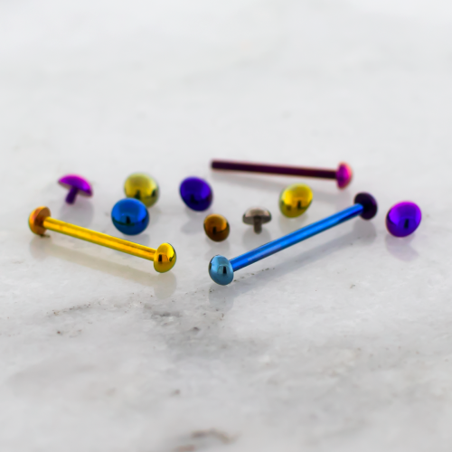 16G INTERNALLY THREADED TITANIUM BARBELL W/ DOMES 